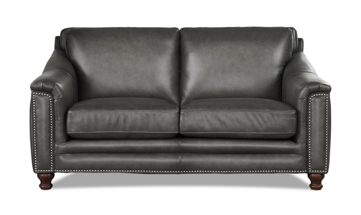 Belfast 2-Seater Leather Loveseat With Nailheads-Leahyco