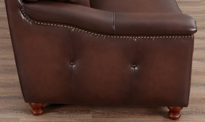 Belfast 3-Seater Leather Sofa With Nailheads-Leahyco