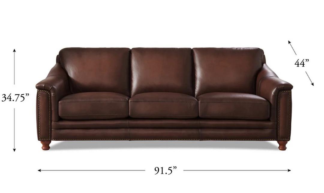 Belfast 3-Seater Leather Sofa With Nailheads-Leahyco