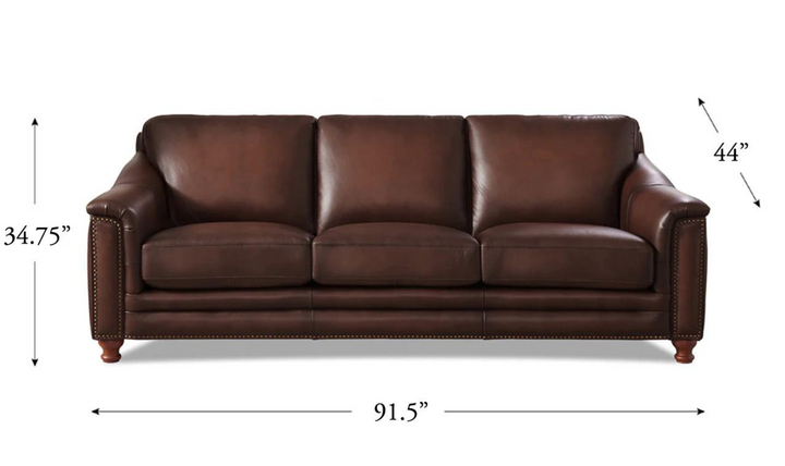 Belfast 3-Seater Leather Sofa With Nailheads-Leahyco