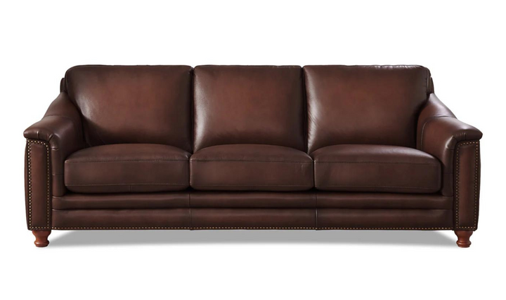 Belfast 3-Seater Leather Sofa With Nailheads-Leahyco