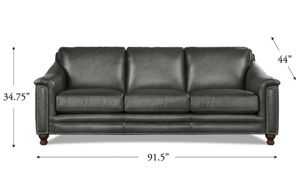 Belfast 3-Seater Leather Sofa With Nailheads-Leahyco