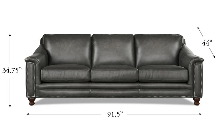 Belfast 3-Seater Leather Sofa With Nailheads-Leahyco