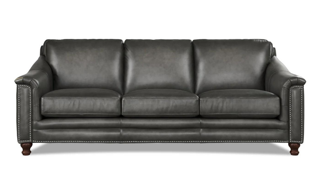 Belfast 3-Seater Leather Sofa With Nailheads-Leahyco