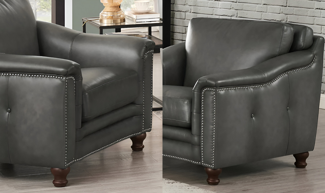 Belfast Leather Chair With Nailheads-Leahyco