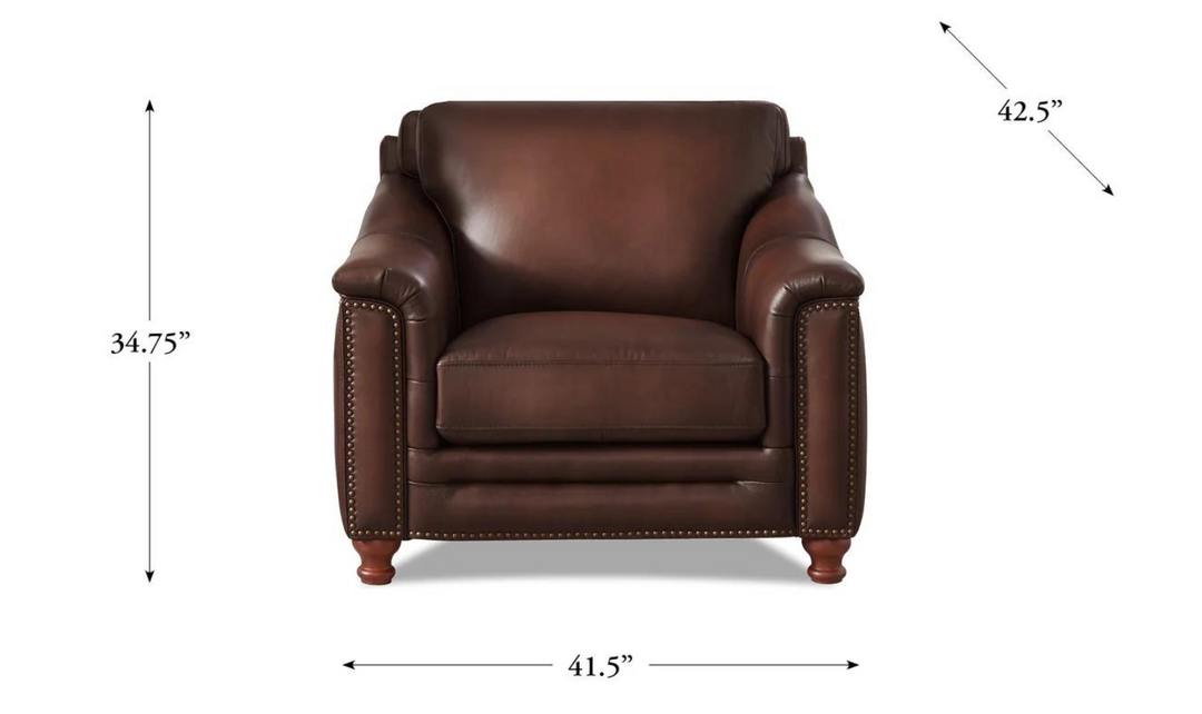 Belfast Leather Chair With Nailheads-Leahyco