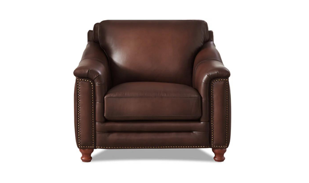 Belfast Leather Chair With Nailheads-Leahyco