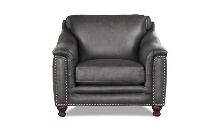 Belfast Leather Chair With Nailheads-Leahyco