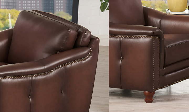 Belfast Leather Chair With Nailheads-Leahyco