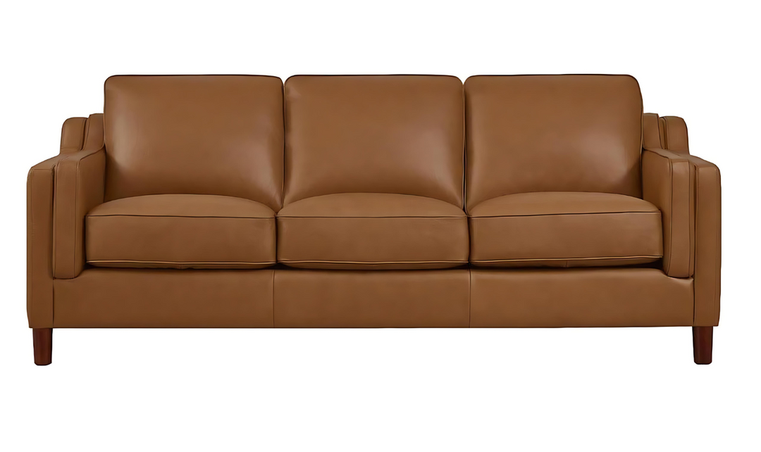 Bella Leather Living Room Set With Box Cushion