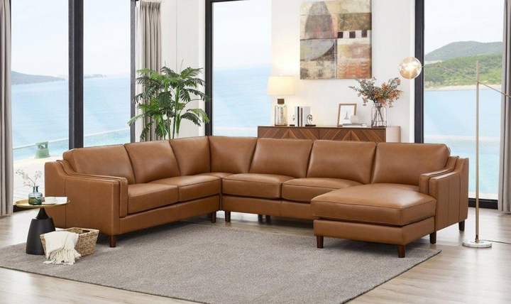 Bella U-Shape Leather Sectional Sofa with Chaise