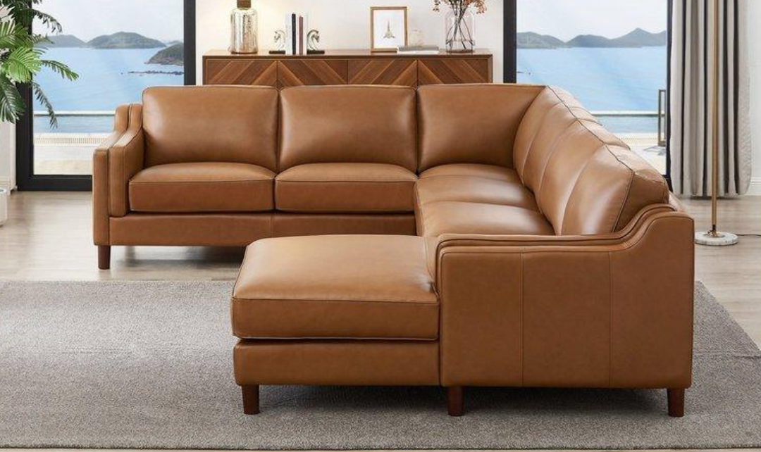 Bella U-Shape Leather Sectional Sofa with Chaise