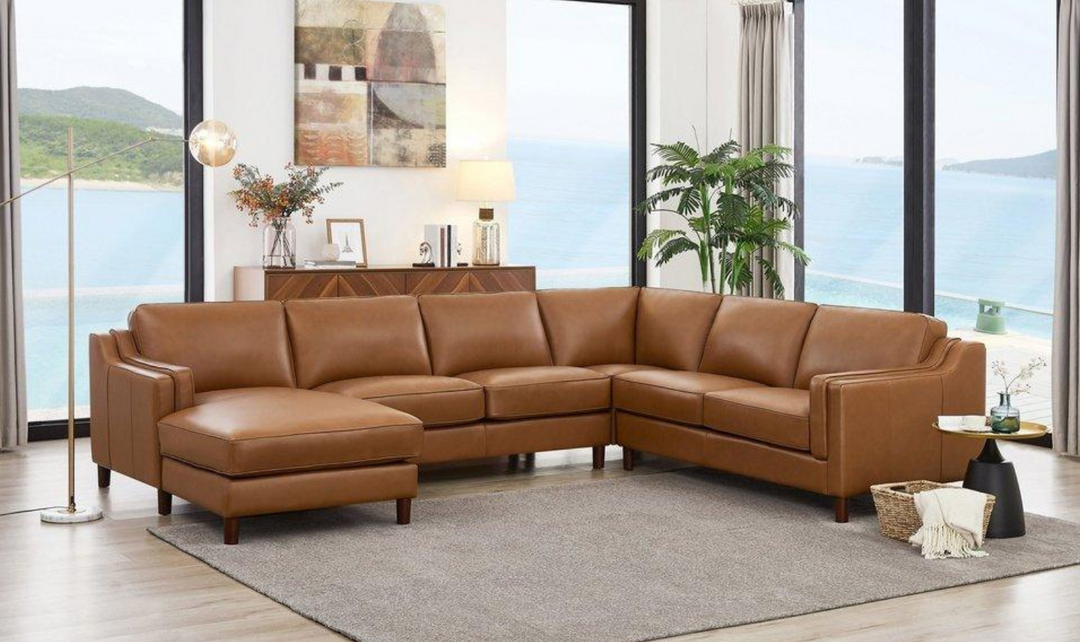 Bella U-Shape Leather Sectional Sofa with Chaise