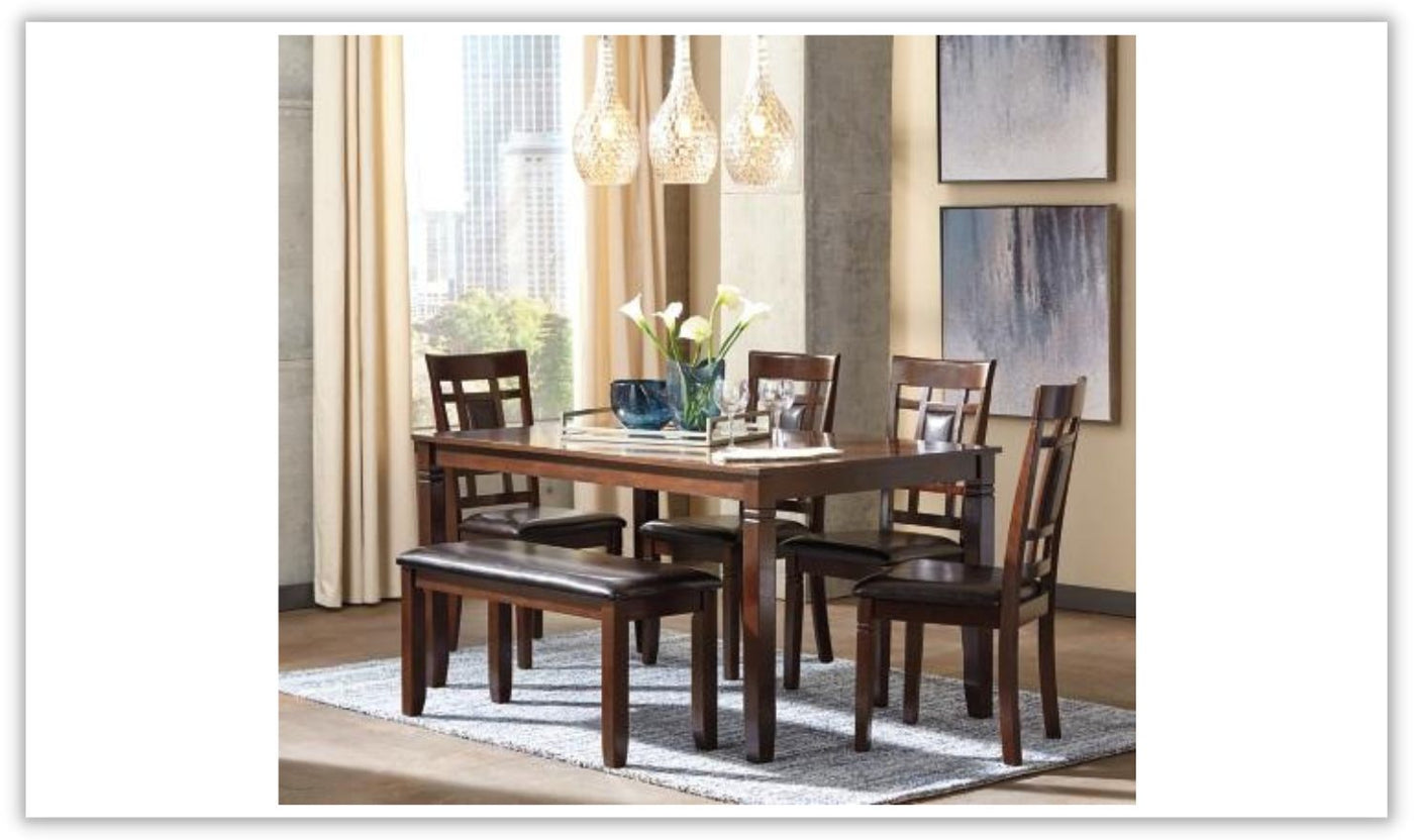 Bennox 6-Piece Wooden Dining Set in Brown