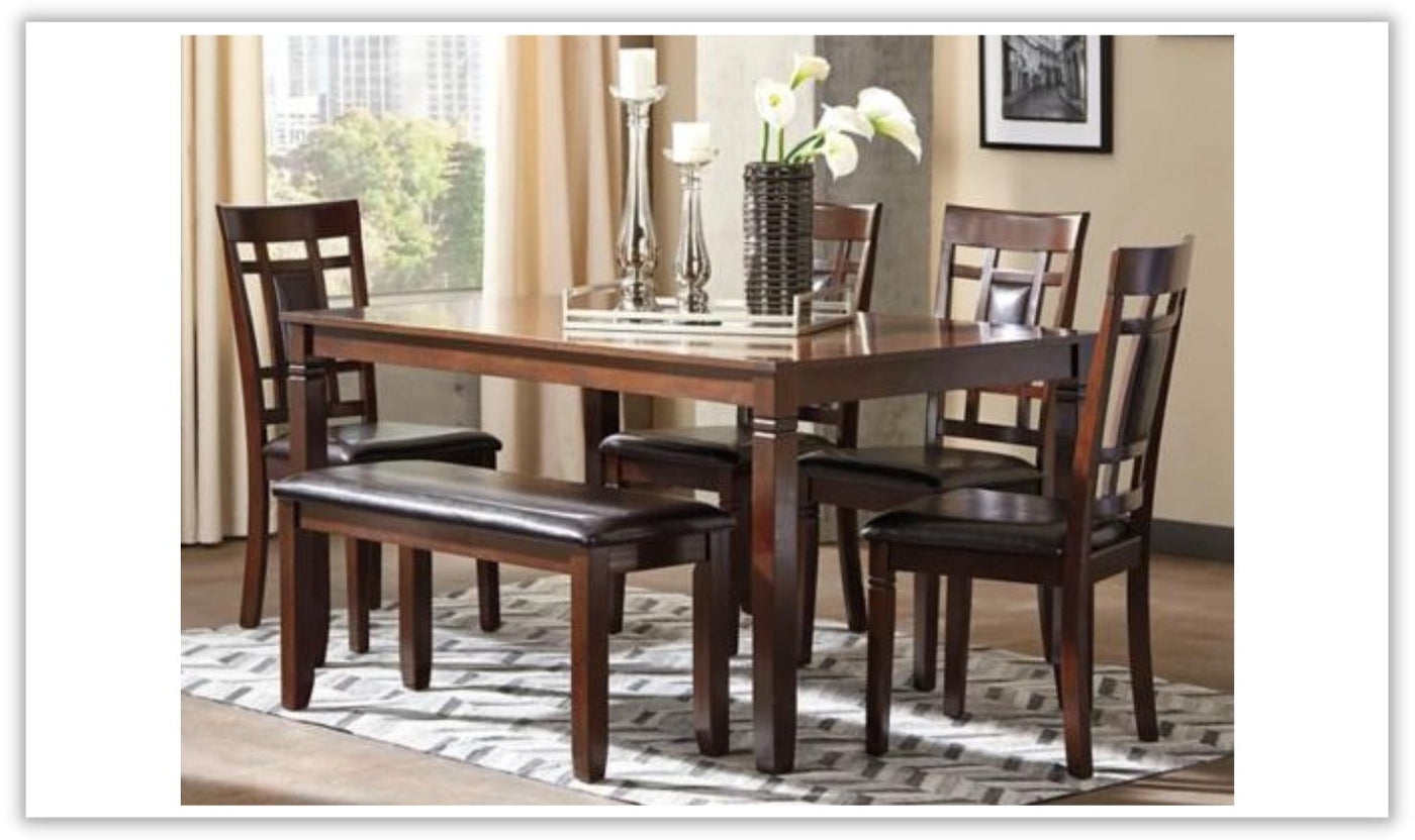 Bennox 6-Piece Wooden Dining Set in Brown