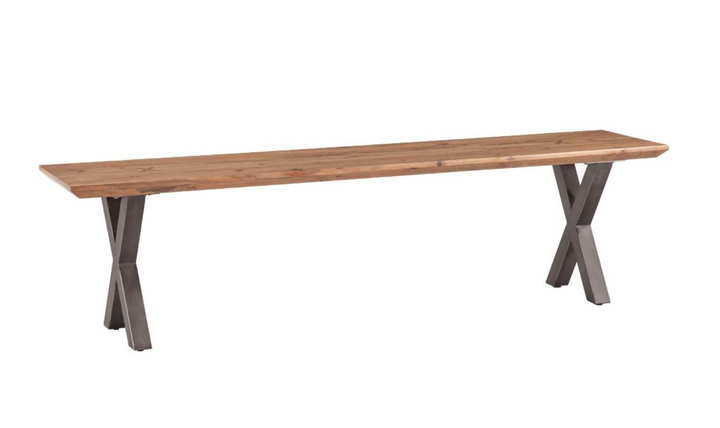 HTD Bern Brown Wooden Rectangle Bench with Smoked Acacia Finish- Leahyco