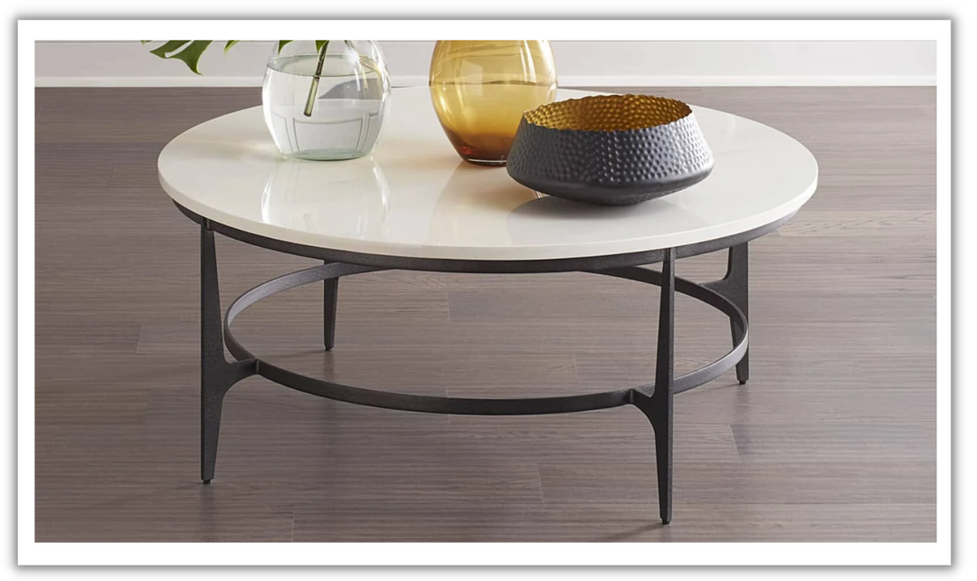  Bernhardt Avondale Round Cocktail Table With Adjustable Glides-Leahyco