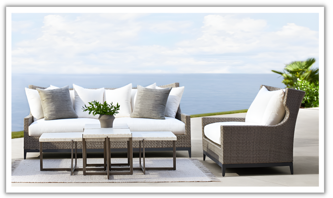 Bernhardt Captiva 3-Seater Fabric Outdoor Sofa In Pewter Gray-Leahyco