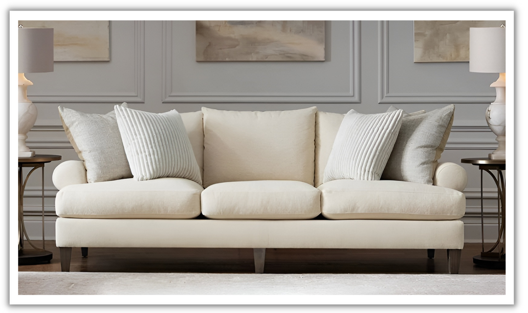 Bernhardt Isabella 3-Seater Fabric Sofa in Cream-Leahyco