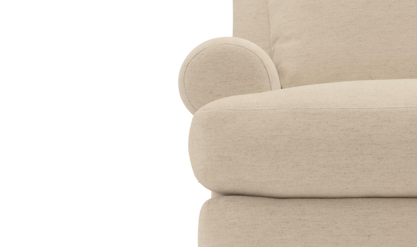 Bernhardt Isabella Fabric Chair with Rolled Arms and Wood Legs