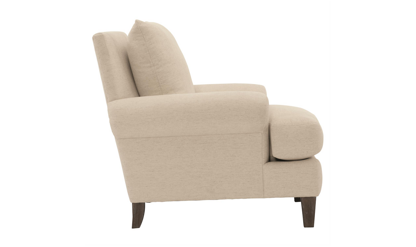 Bernhardt Isabella Fabric Chair with Rolled Arms and Wood Legs