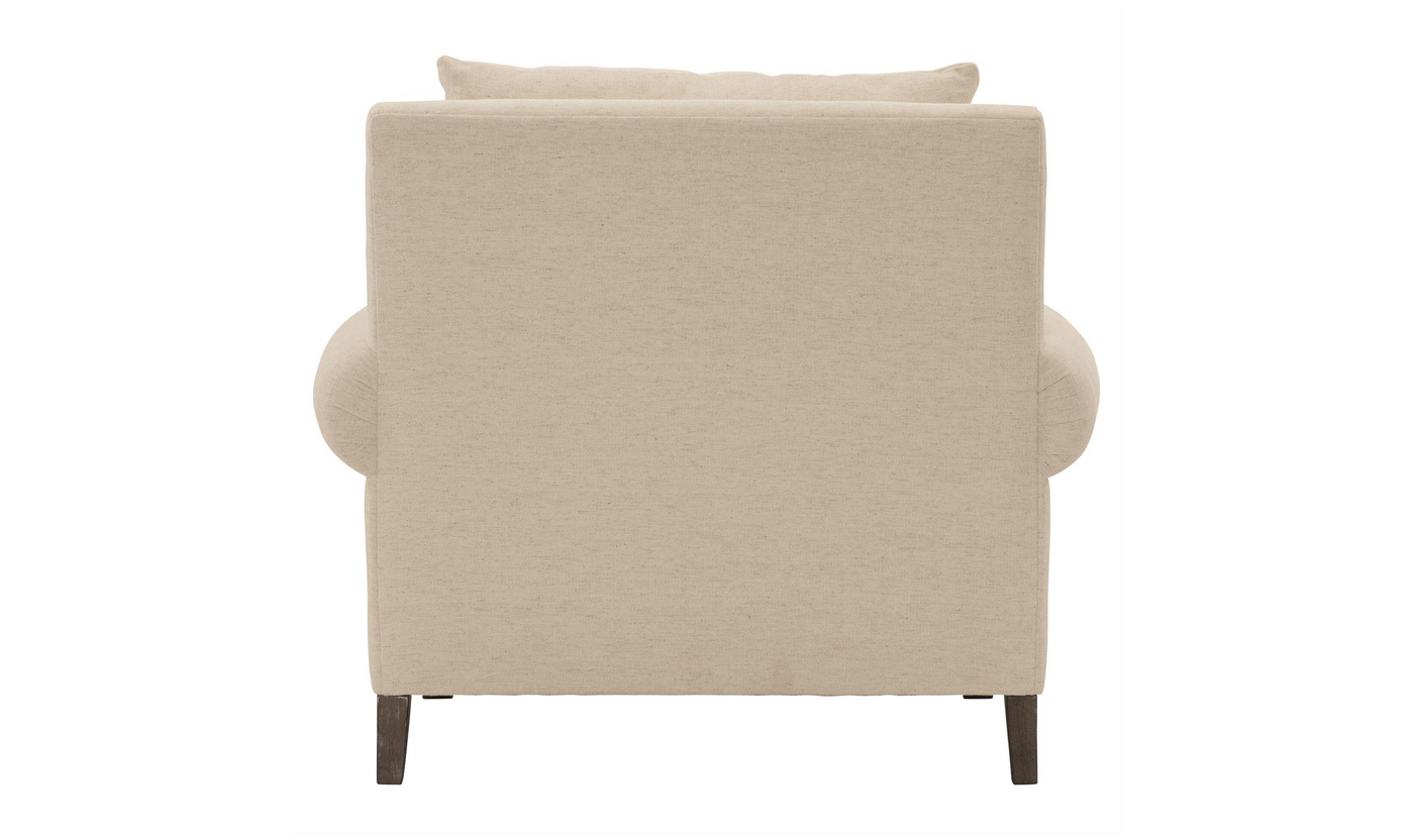 Bernhardt Isabella Fabric Chair with Rolled Arms and Wood Legs