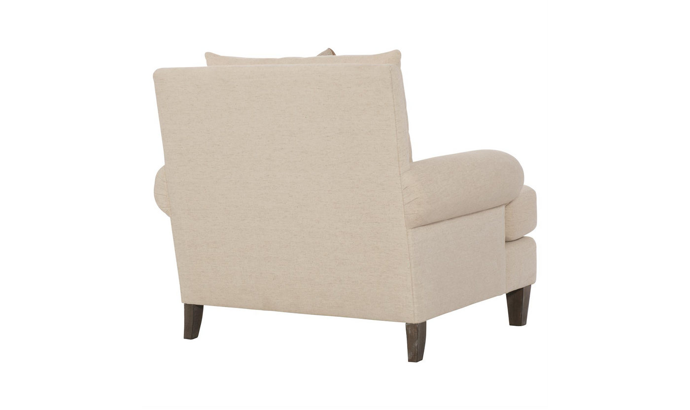 Bernhardt Isabella Fabric Chair with Rolled Arms and Wood Legs