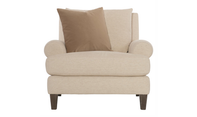 Bernhardt Isabella Fabric Chair with Rolled Arms and Wood Legs