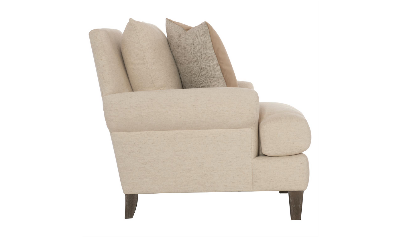 Bernhardt Isabella Fabric Chair with Rolled Arms and Wood Legs