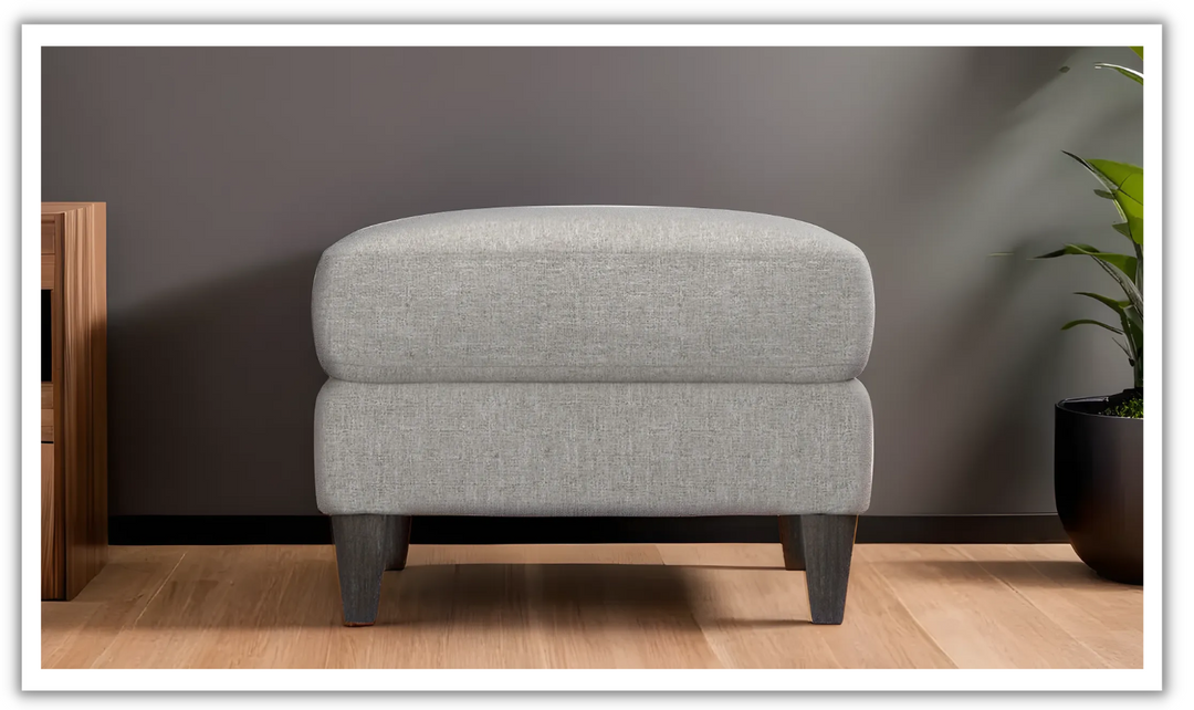 Bernhardt Isabella Sqaure Fabric Ottoman in Gray-Leahyco