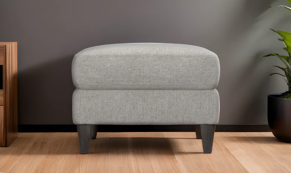 Bernhardt Isabella Sqaure Fabric Ottoman in Gray-Leahyco