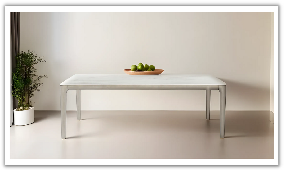 Bernhardt Marbella 6-Seater Matte Shell White Rectangle Dining Table-Leahyco