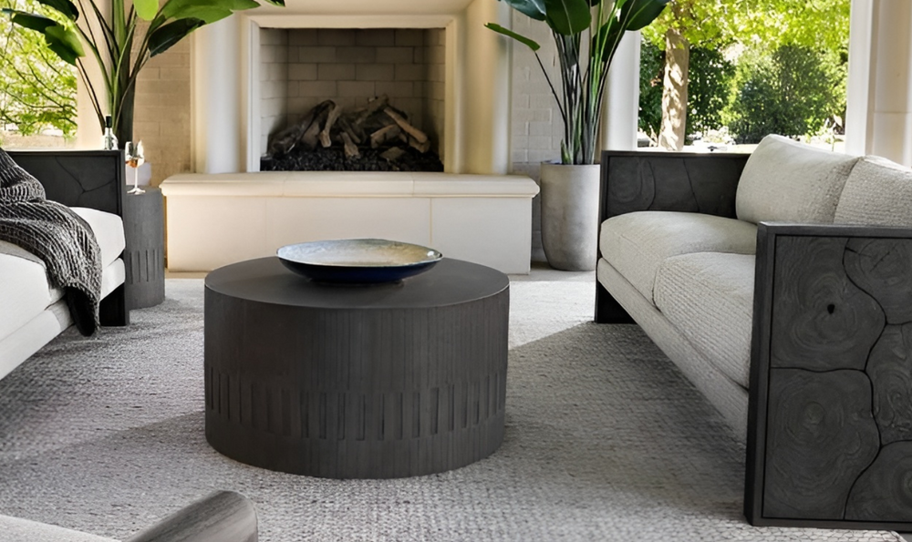 Bernhardt Miramar Side Table In Dark Charcoal-Leahyco