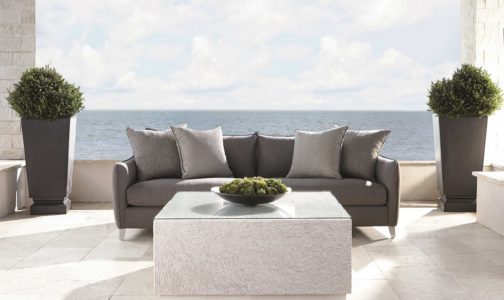 Bernhardt Monterey 2-Seater Fabric Outdoor Sofa in Gray-Leahyco