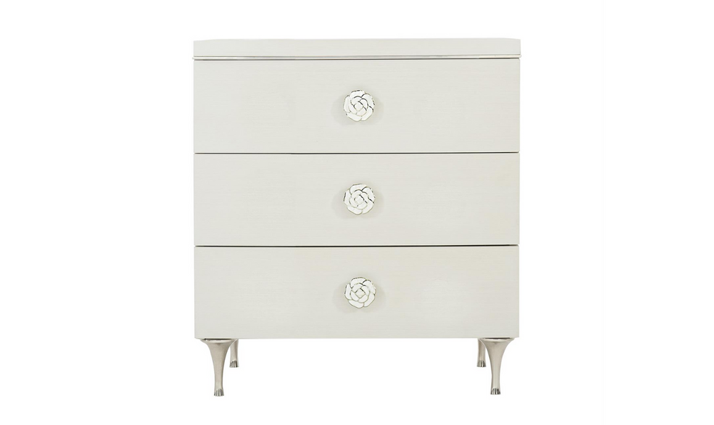 Bernhardt Silhouette 3 Drawers Nightstand In Eggshell-Leahyco