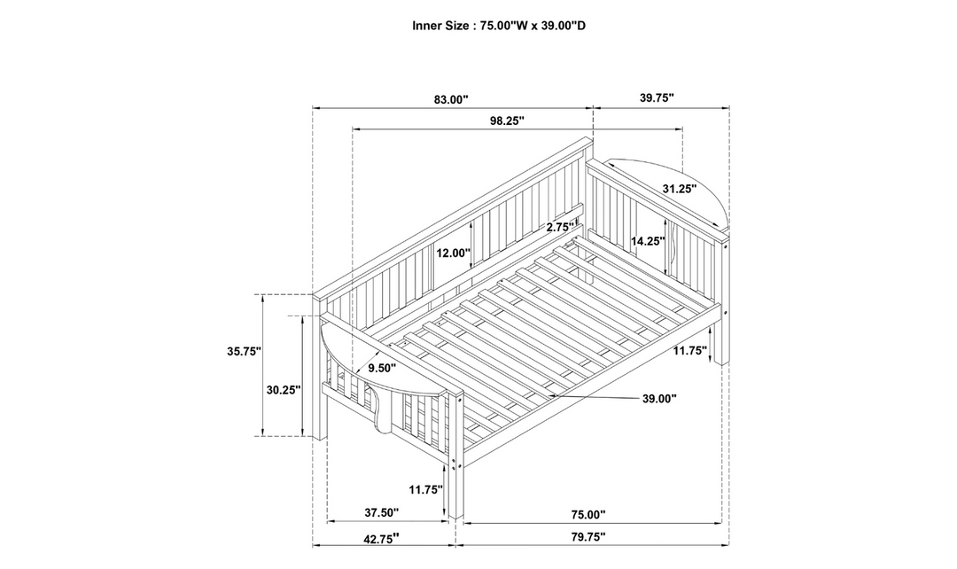 Bethany Twin Wood Daybed with Drop-down Tables-Leahyco