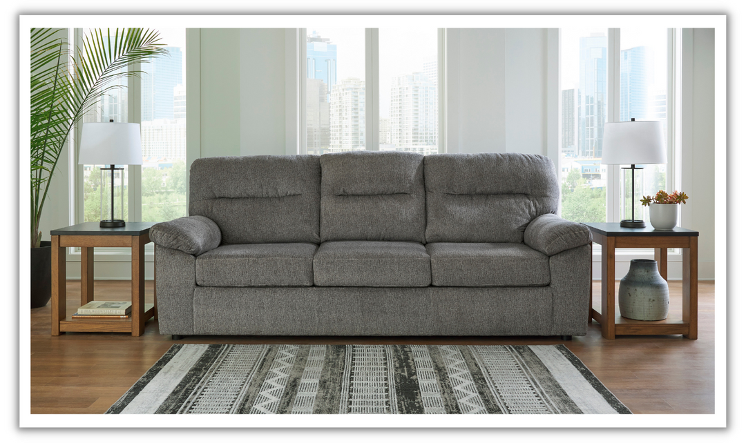 Bindura 97'' Fabric Pillow Top Arm Sofa with Built-in USB Port-Leahyco