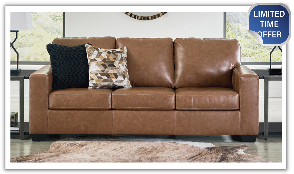 Bolsena 3-Seater Brown Leather Sofa Sleeper (Queen Size)-Leahyco