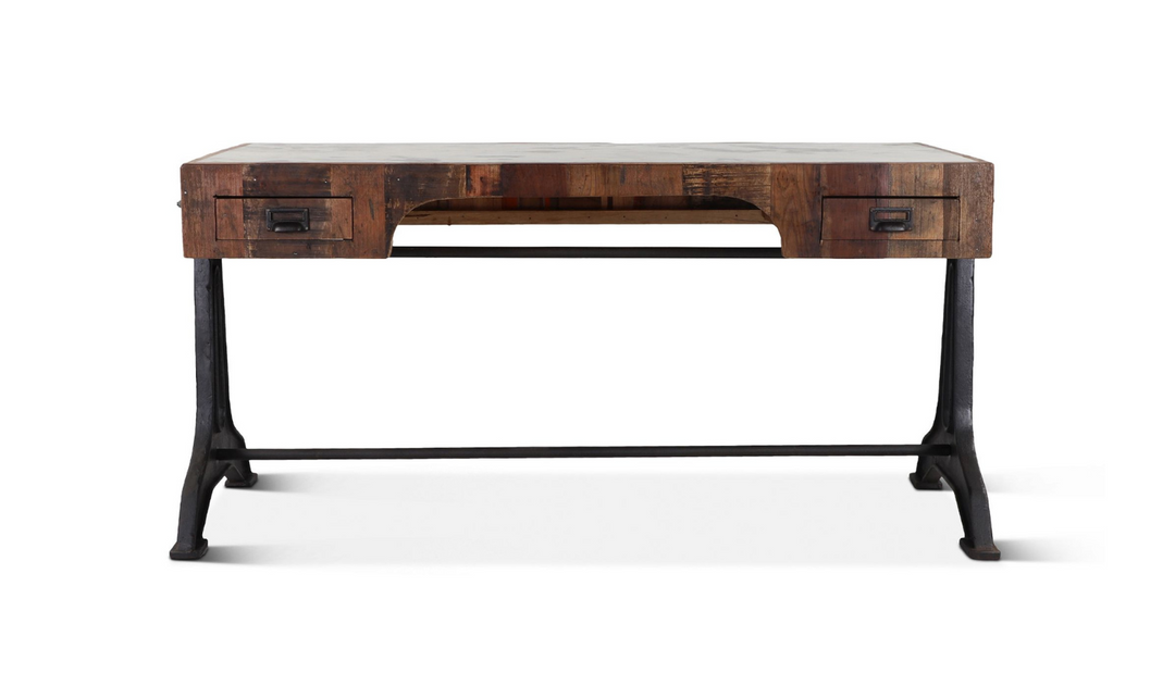 Bowery Wooden Office Desk With Marble Top-Leahyco 