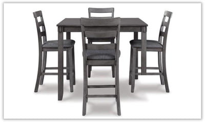 Bridson 5-Piece Wooden Counter Height Dining Set in Gray