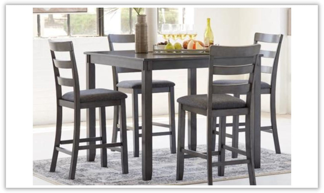 Bridson 5-Piece Wooden Counter Height Dining Set in Gray