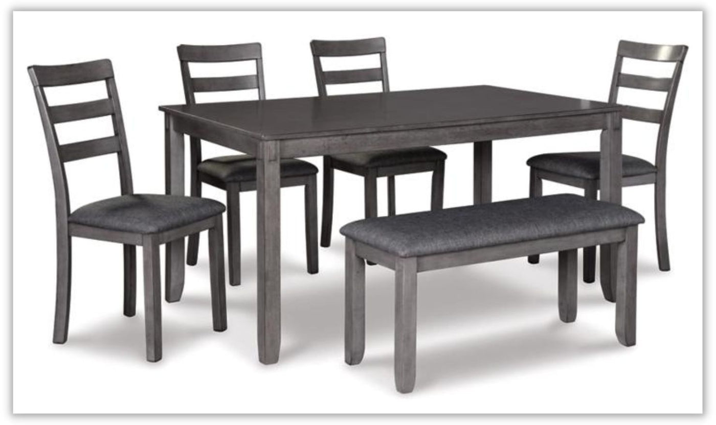 Bridson 6-Piece Wooden Dining Table Set in Gray