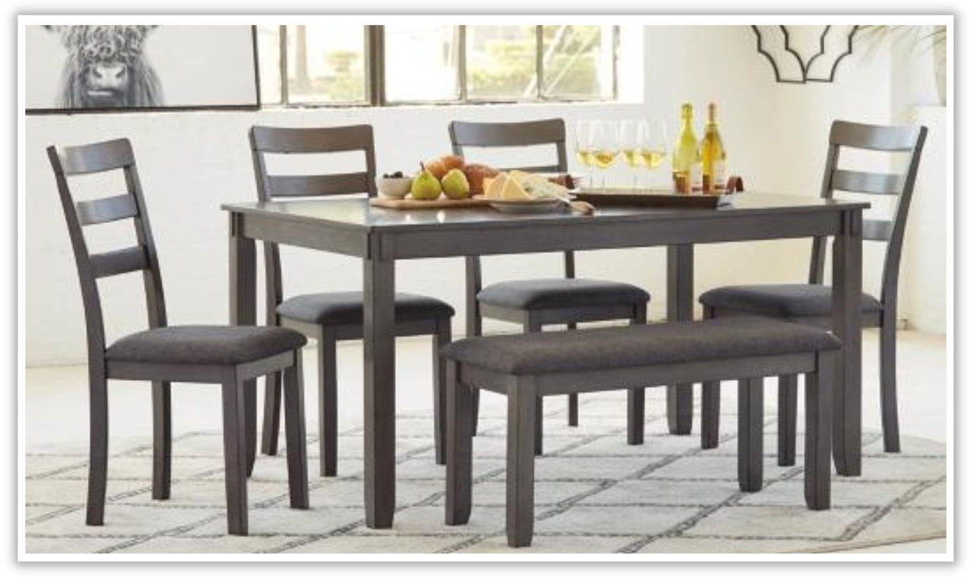 Bridson 6-Piece Wooden Dining Table Set in Gray