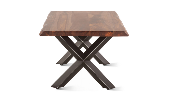 HTD Brisbane Brown Coffee Table in Natural Sheesham Wood and Iron Base- Leahyco