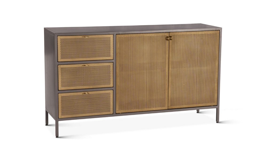 Brooklyn 3-Drawer Sideboard In Brass- Leahyco