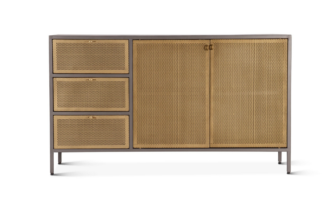 Brooklyn 3-Drawer Sideboard In Brass- Leahyco