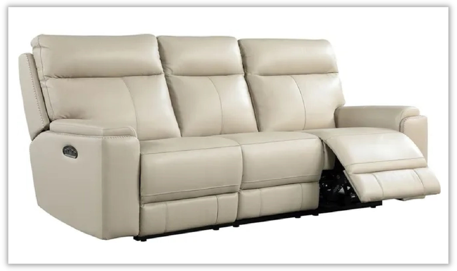 Leather Italia Bryant 3-Seater Taupe Power Reclining Leather Sofa