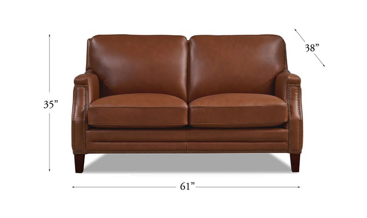 Camano 2 Seater Leather Loveseat With Nail-head Finish