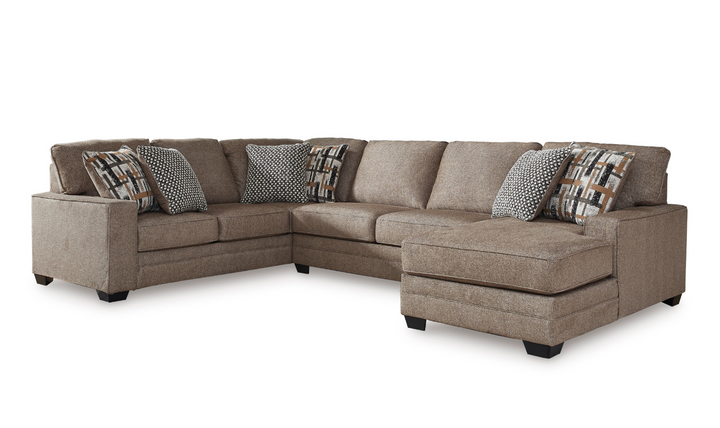 Cannonbrook 3-Piece Sectional with Chaise in Nutmeg-Leahyco 