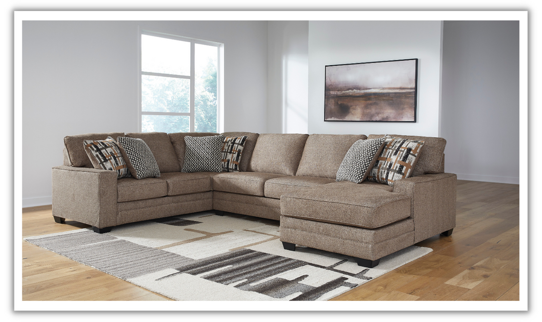 Cannonbrook 3-Piece Sectional with Chaise in Nutmeg-Leahyco 